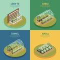 Greenhouse Hothouse Conservatory Isometric Set