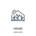 greenhouse icon vector from agriculture collection. Thin line greenhouse outline icon vector illustration. Linear symbol for use