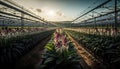 Greenhouse plant blossoming in agriculture Freshness abounds generated by AI