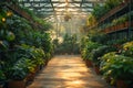 Greenhouse tranquility Careful plant maintenance in a warm winter haven