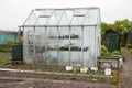 Greenhouse and vegetable garden in spring Royalty Free Stock Photo