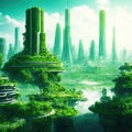 Greening the city, the city of the future. Ecological disaster. Image generated by Ai