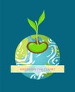 Greening Planet Earth Banner with Growing Plant