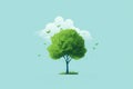 Greening tree in stylized illustration.