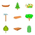 Greening of the world icons set, cartoon style