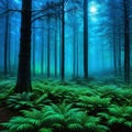 greenish glowing fantasy forest