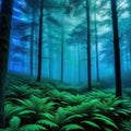 greenish glowing fantasy forest