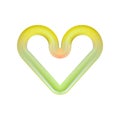 Greenish heart icon isolated on light background. 3d frame. Abstract rounded design element for Valentines Day. Love symbol.