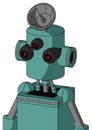 Greenish Mech With Cylinder Head And Three-Eyed And Radar Dish Hat