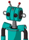 Greenish Robot With Multi-Toroid Head And Red Eyed And Double Led Antenna