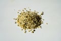 Yellow shelled hemp seeds in a heap Royalty Free Stock Photo