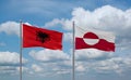 Greenland and Albania flags, country relationship concept