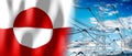 Greenland - country flag and electricity pylons