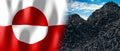Greenland - country flag and pile of coal
