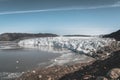 Greenland, Eqip Sermia, Eqi Glacier in Greenland Disko Bay. Boat trip in the morning over the arctic sea,Baffin Bay