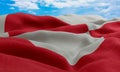 Greenland flag in the wind. Realistic and wavy fabric flag. 3D rendering Royalty Free Stock Photo