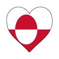 Greenland Heart Shape Flag. Love Greenland. Visit Greenland. Northern America. America. Vector Illustration Graphic Royalty Free Stock Photo