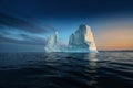 floating glacier with a human face made of shadows