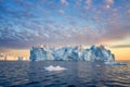 Greenland Ilulissat glaciers at ocean at polar night