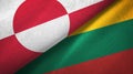 Greenland and Lithuania two flags textile cloth, fabric texture