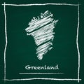 Greenland outline vector map hand drawn with.