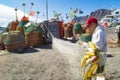 Greenlandic Fisherman preparing nets Royalty Free Stock Photo