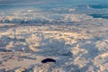 Greenlandic ice cap with frozen mountains and lake aerial view, near Nuuk, Greenland Royalty Free Stock Photo