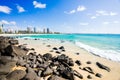 Coolangatta beach on a clear day looking towards Kirra Beach on the Gold Coast Royalty Free Stock Photo