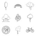 Greenness icons set, outline style Royalty Free Stock Photo
