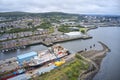 Greenock, Scotland, UK, July 16th 2022, Ferguson Marine shipyard new Calmac ferry named Glen Sannox relocated top Royalty Free Stock Photo