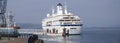 Greenock, Scotland, UK, March 24th 2021, World Odyssey passenger ship during cruise with tourists travelling stopping at