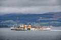 Greenock, Scotland, UK, September 5th 2021, The Waverley paddle steamboat full of tourists travelling from Glasgow to