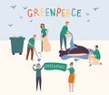 Greenpeace People Set Clean up Land Save Animal. Volunteer Group Prevent Global Pollution World and Pour Water Dolphin