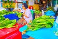 The greens and beans in market of Patong, Phuket, Thailand