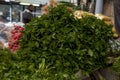 greens spices for cooking fresh and odorous dill onion parsley mint.