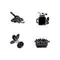 Greens variety black glyph icons set on white space