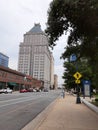 Greensboro, North Carolina walkway path with tall building architecture