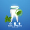 Dental care with peppermint leaf vector illustration.