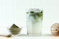 Greentea Matcha Latte Cold Beverage Drink Royalty Free Stock Photo