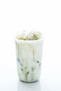Greentea Matcha Latte on Plastic Glass Royalty Free Stock Photo