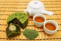 Greentea Mooncake With Teacup And Teapot Royalty Free Stock Photo