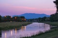 Greenway trail along the West Prong of the Little Pigeon River at dusk