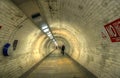 The Greenwich Foot Tunnel crosses beneath the River Thames in East London