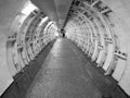 Greenwich Tunnel interior in black and white