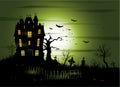 Greeny Halloween haunted mansion background