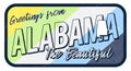 Greeting from alabama vintage rusty metal sign vector illustration. Vector state map in grunge style with Typography hand drawn
