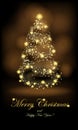 Greeting banner with stylized sparkling Christmas tree Royalty Free Stock Photo