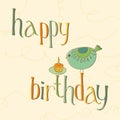 Greeting Birthday Card with Cute Bird