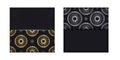 Greeting Brochure in black with gold Indian ornament