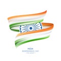 Greeting card with Abstract brush stroke or ribbon with colors of Indian Flag. Happy Independence Day of India Royalty Free Stock Photo